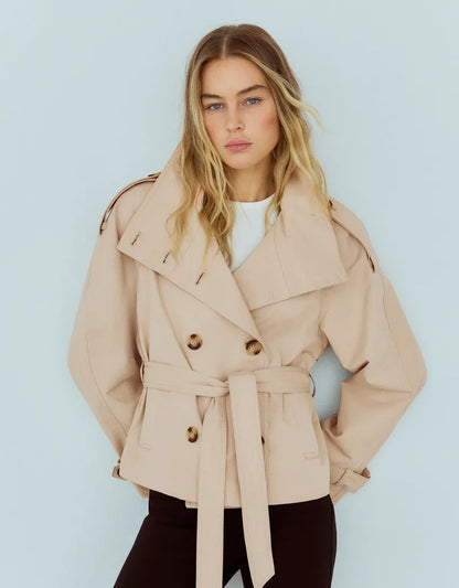 Funnel Neck Trench Jacket