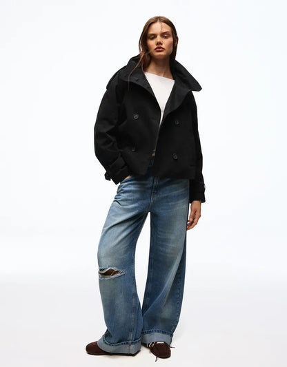 Funnel Neck Trench Jacket